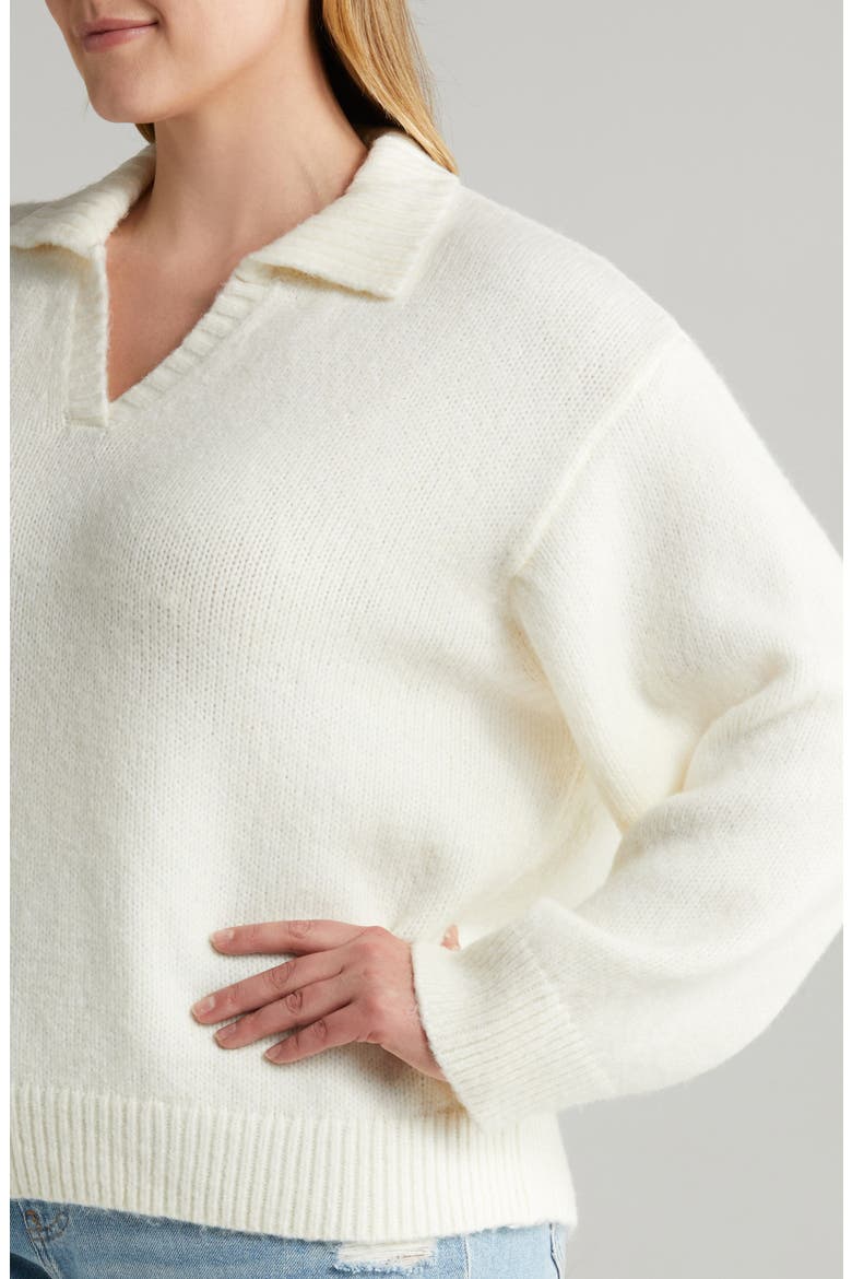 Curve V-Neck Sweater, Alternate, color, CREAM