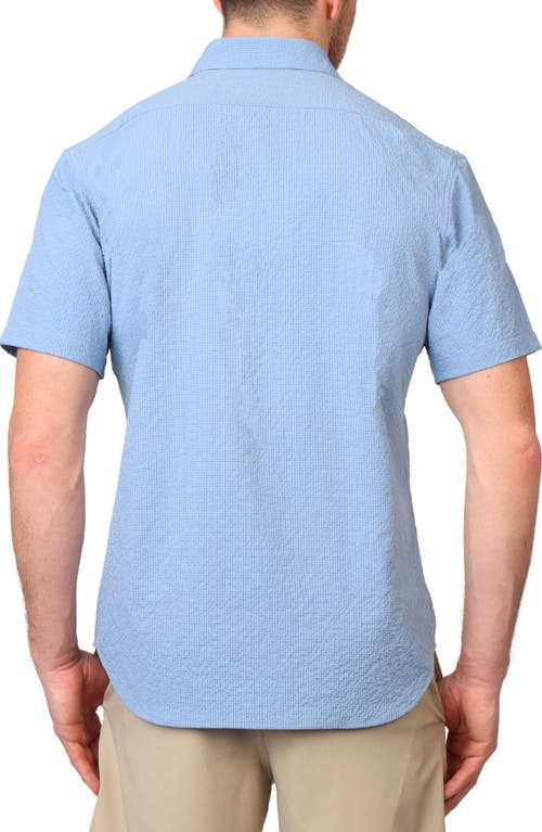 Tailorbyrd Short Sleeve Seersucker Button-up Shirt In Oasis Blue