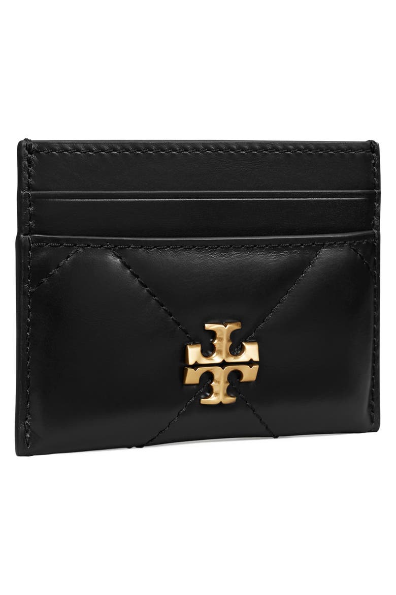 Kira Diamond Quilted Leather Card Case, Alternate, color, BLACK