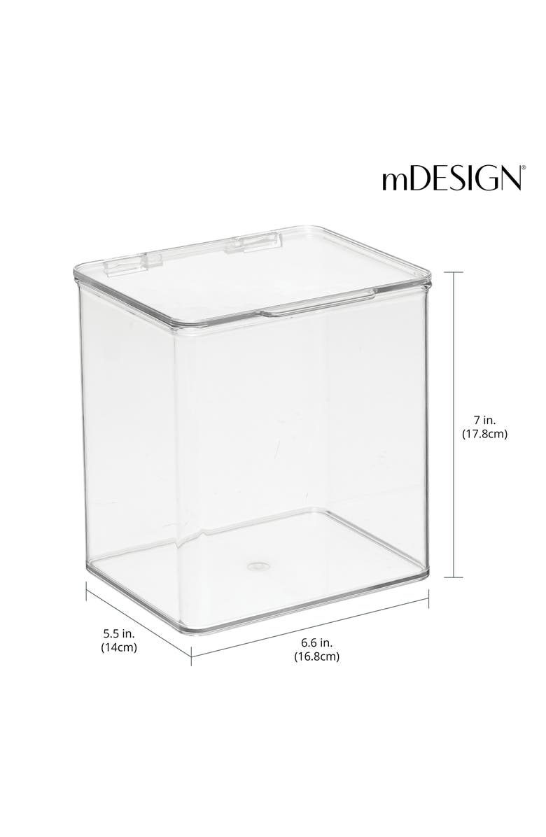 mDesign Plastic Bath Stacking Storage Organizer Box, Hinged Lid, 8 Pack, Alternate, color, Clear
