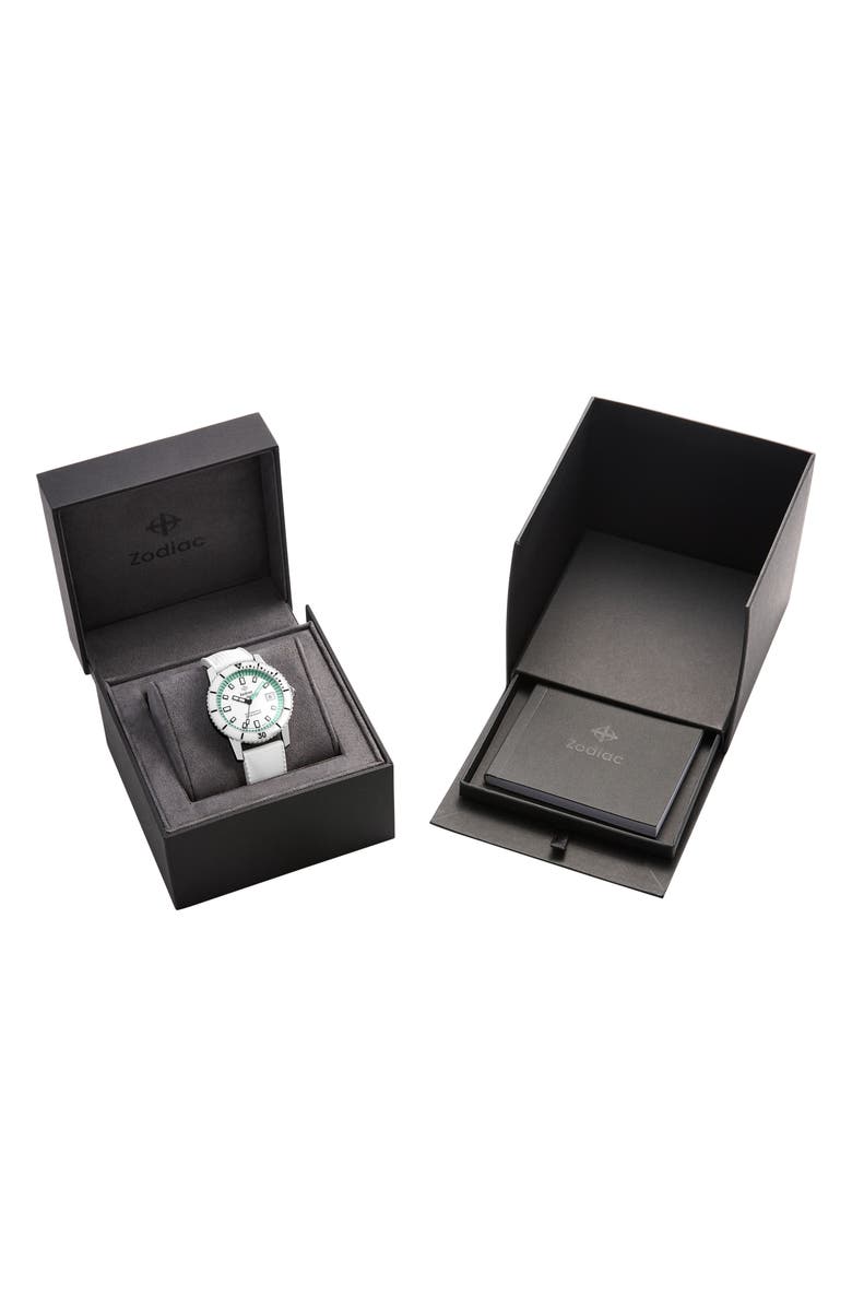 Zodiac Compression Diver Automatic White Rubber Watch, 40mm, Alternate, color, White