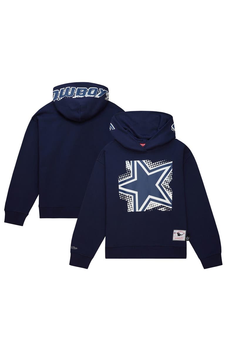Mitchell & Ness Women's Mitchell & Ness Navy Dallas Cowboys Gridiron Classics Big Face 7.0 Pullover Hoodie, Main, color, Navy