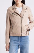 MAURITIUS Misty Star Back Detail Leather Moto Jacket