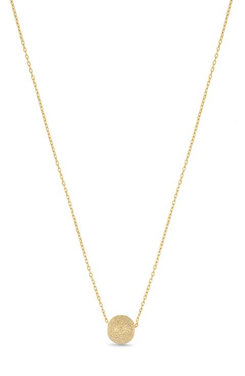 14K Yellow Gold Ball Pendant Necklace