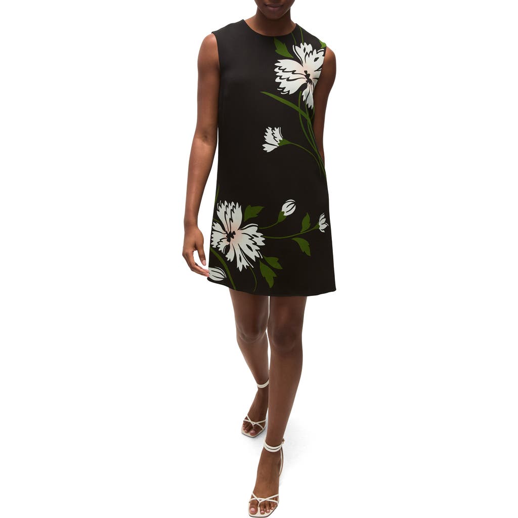 Veronica Beard Cromwell Floral Sleeveless Shift Dress In Black Multi