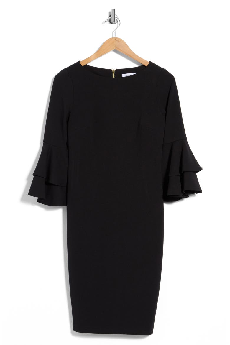 Bell Cuff Sheath Dress, Main, color, BLACK