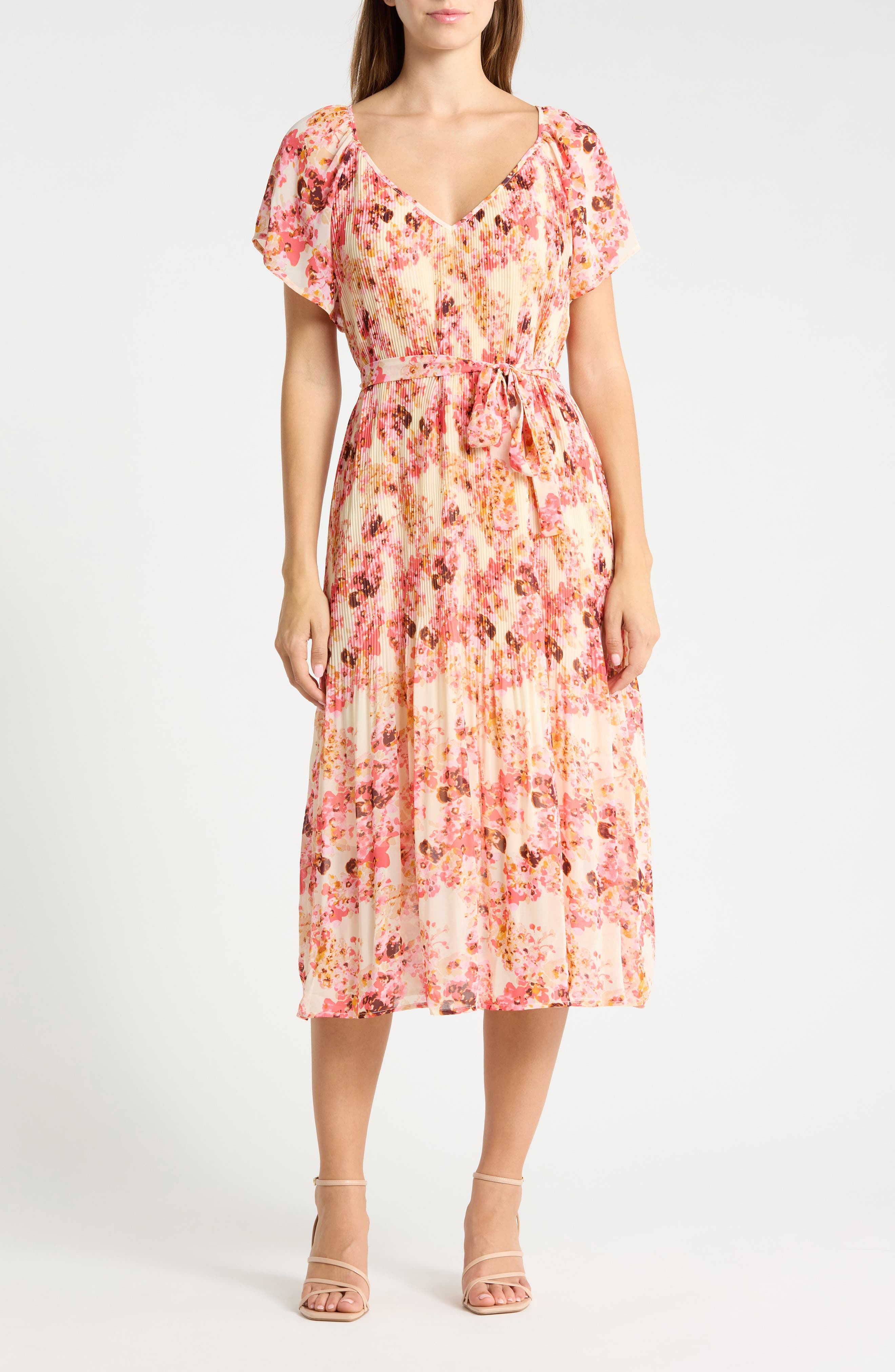 Floral Print Tie Waist Dress