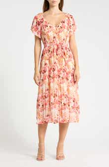 Floral Print Tie Waist Dress