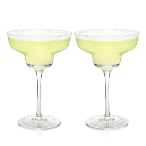 Viski Raye Crystal Angled Margarita Glasses Set Of 2 In Clear