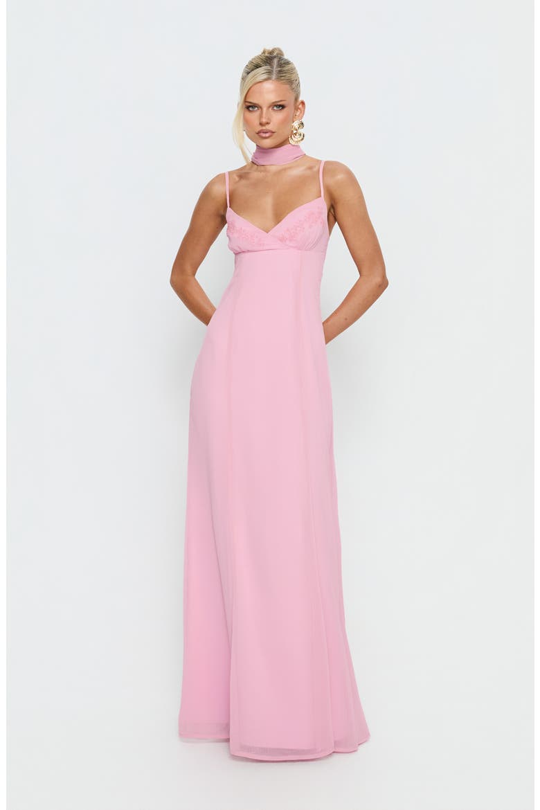 Jadira Scarf Tie Back Sleeveless Gown, Alternate, color, LIGHT PINK