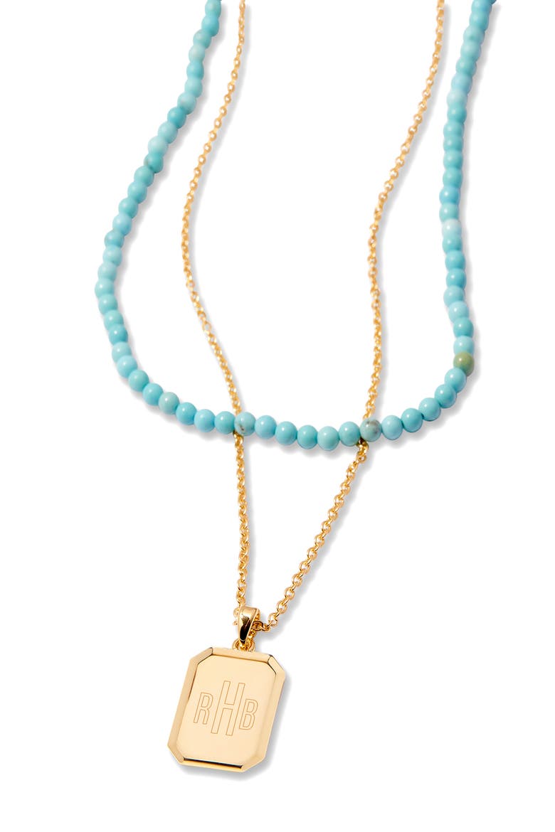 Willow Turquoise Layering Set of 2 Engravable Necklaces, Alternate, color, GOLD