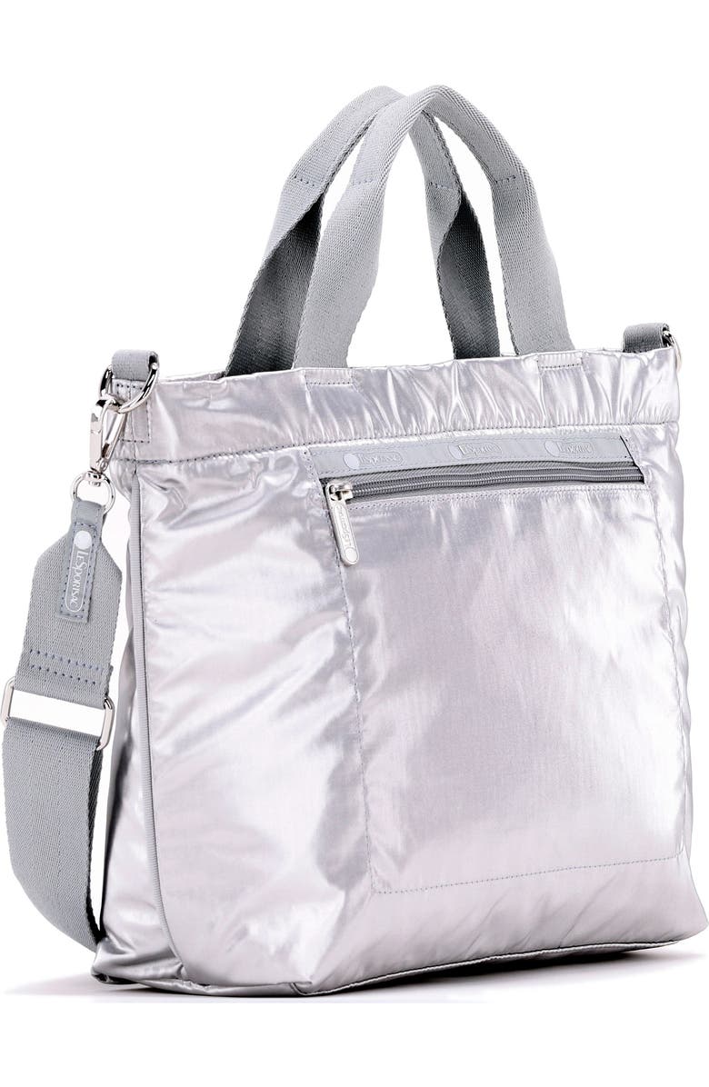 LeSportsac Small Convertible Zip Top Tote Bag, Alternate, color, Silver Shine L