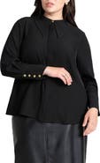 ELOQUII Pointed Collar Button Up Shirt