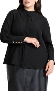 ELOQUII Pointed Collar Button Up Shirt