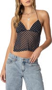 EDIKTED Dot Chiffon Halter Top