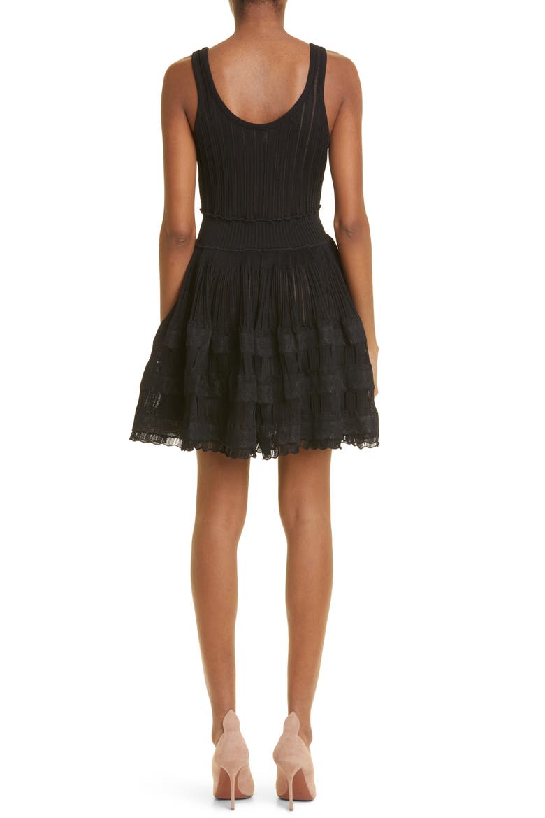 Mixed Stitch Sleeveless Skater Dress, Alternate, color, NOIR ALAIA