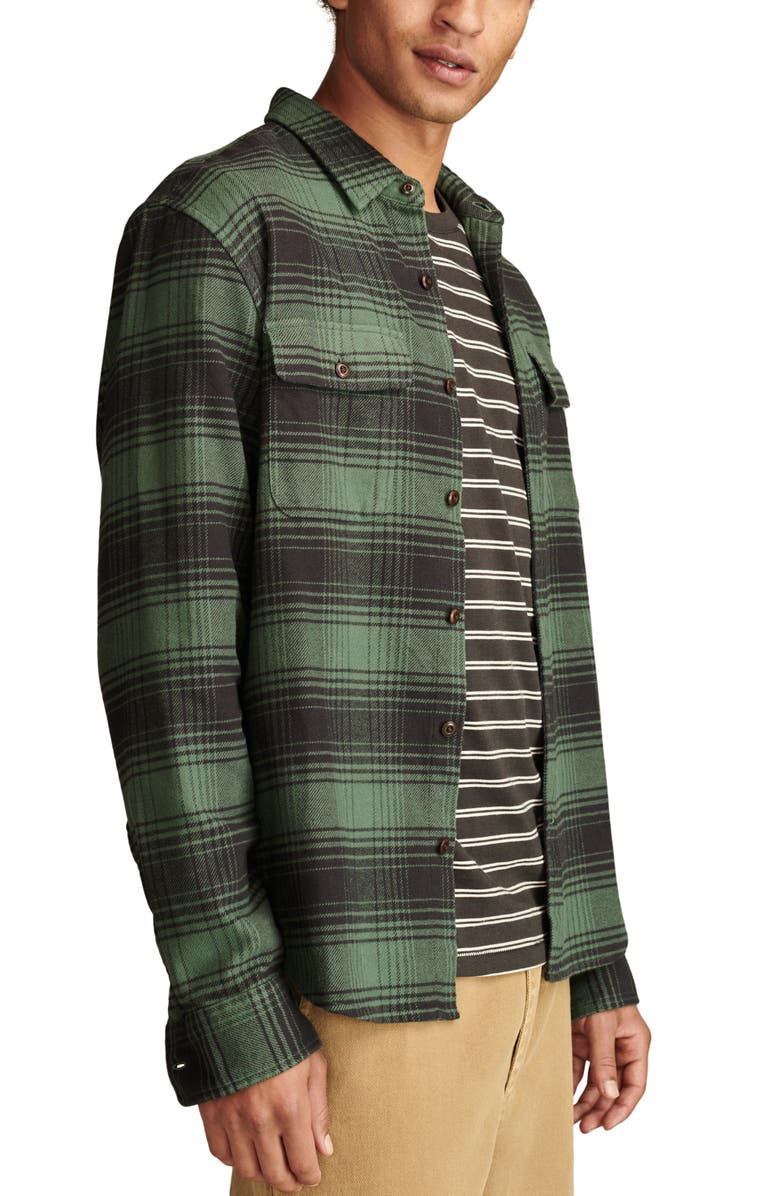 Lucky Brand Plaid Cloud Soft Flannel Button-Up Shirt, Alternate, color, Olive Multi
