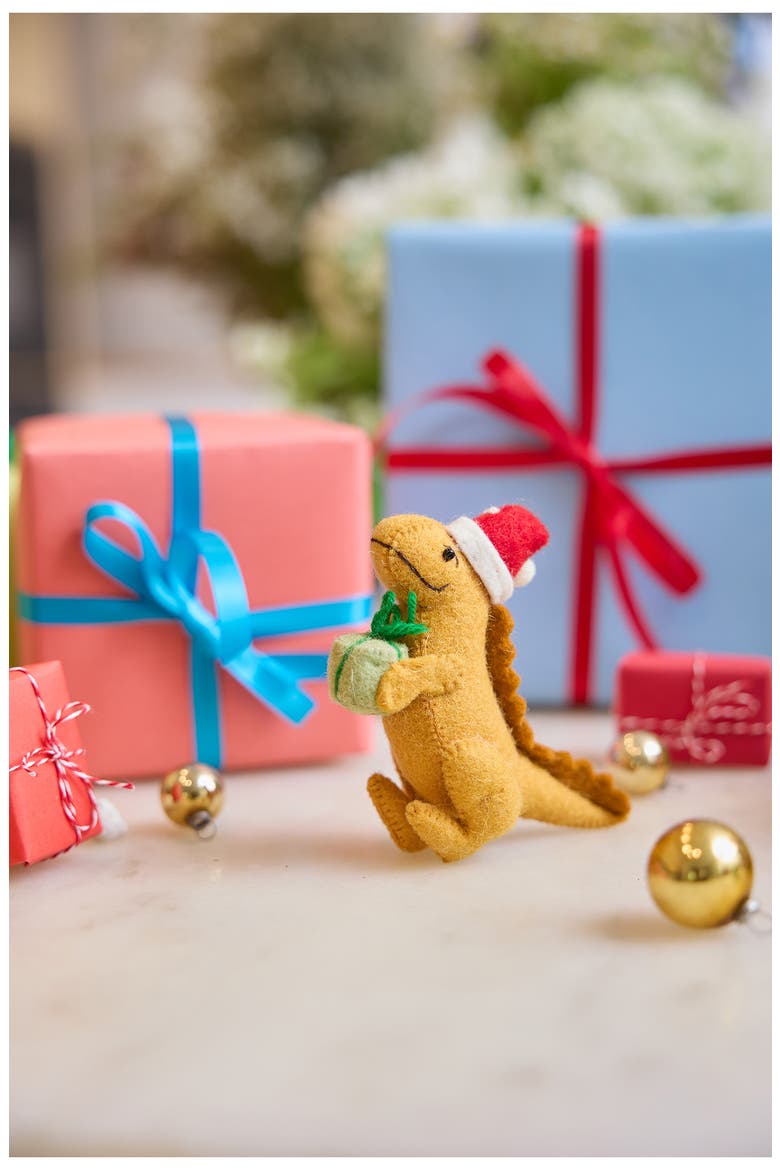 Christmas T. Rex Claus Ornament, Alternate, color, ORANGE