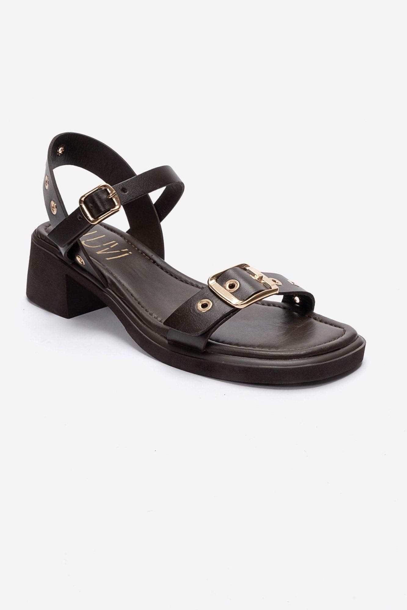 Rabel Leather Block Heel Sandal, Alternate, color, Brown