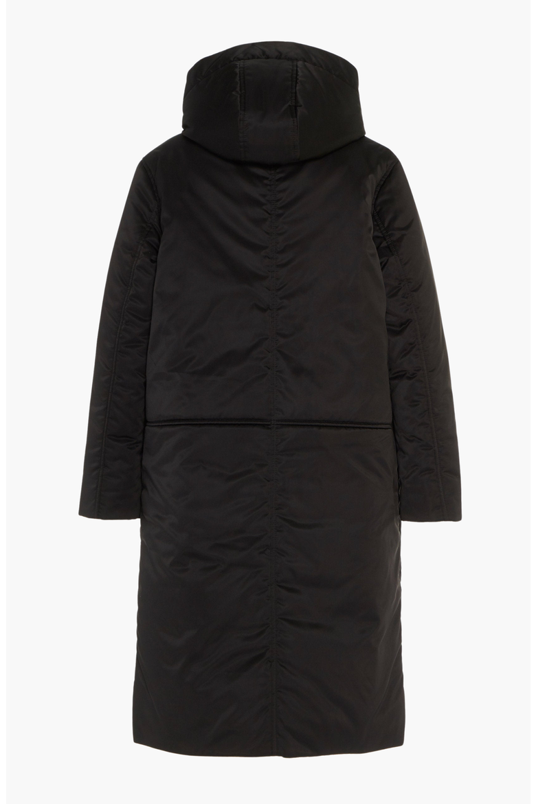 Reversible Satin Down Coat, Alternate, color, Black / Olive