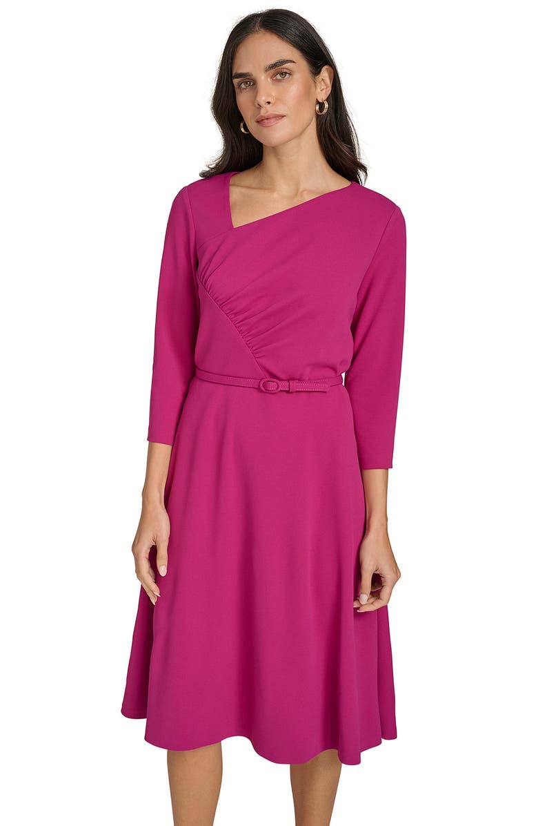 Calvin Klein Asymmetric Neck Fit & Flare Dress, Alternate, color, 