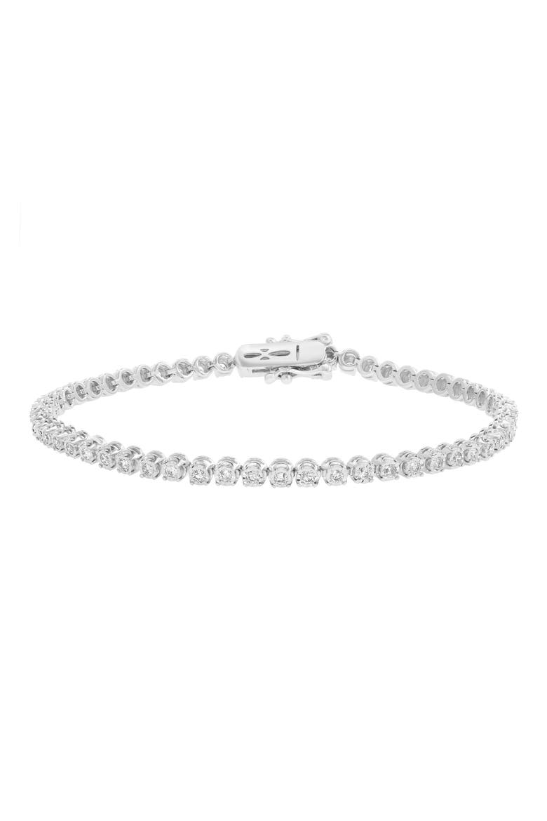 Sterling Silver Diamond Tennis Bracelet - 0.12ct., Main, color, SILVER