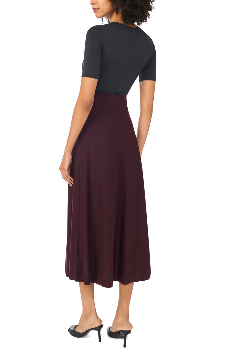 Flared Knit Midi Skirt, Alternate, color, WINETASTING