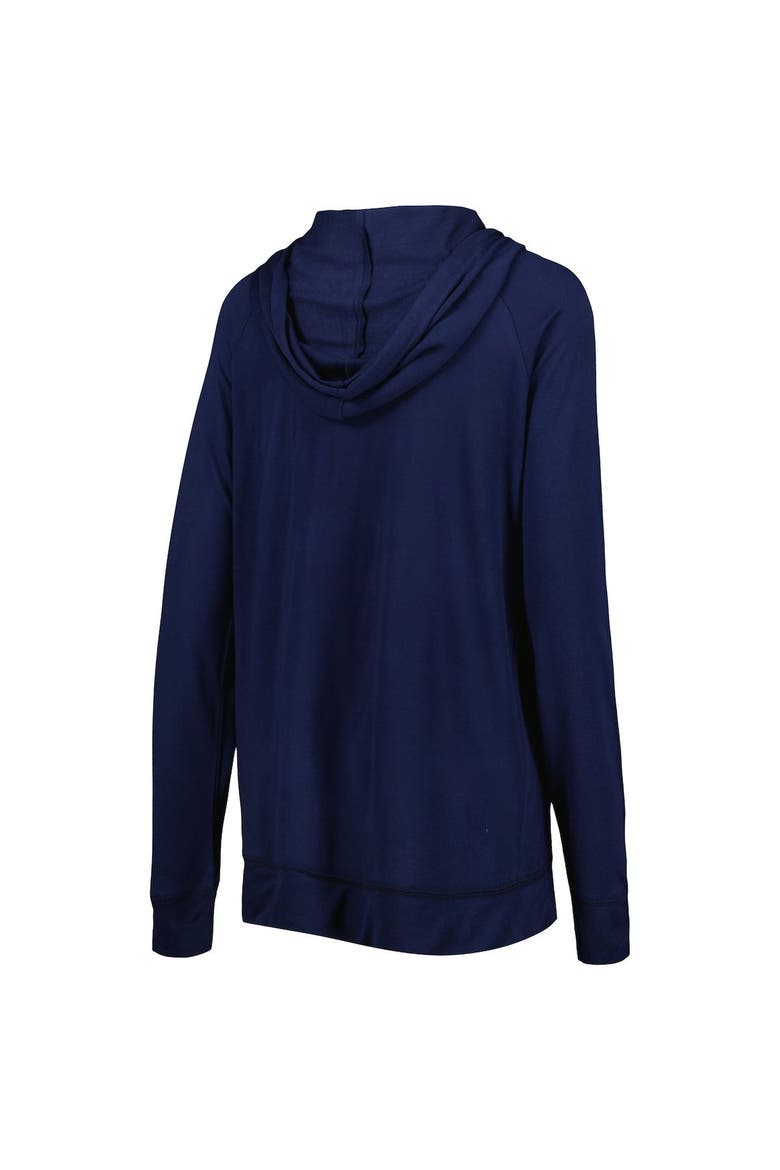 Women's Touch Navy Cleveland Guardians Pre-Game Raglan Pullover Hoodie, Alternate, color, Navy