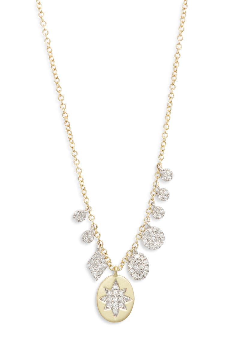 Meira T Diamond Starburst Disc Pendant Necklace, Main, color, Yellow