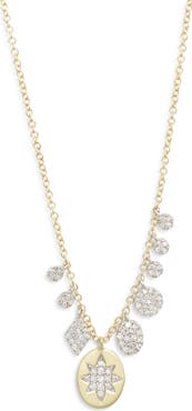 Meira T Diamond Starburst Disc Pendant Necklace