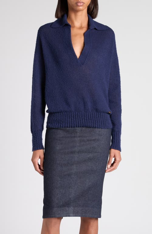 Tom Ford Johnny Collar Cashmere Sweater In Blue