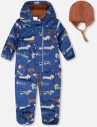 Deux par Deux Mid-Season Printed One-Piece Outerwear with Hat