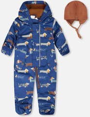 Deux par Deux Mid-Season Printed One-Piece Outerwear with Hat