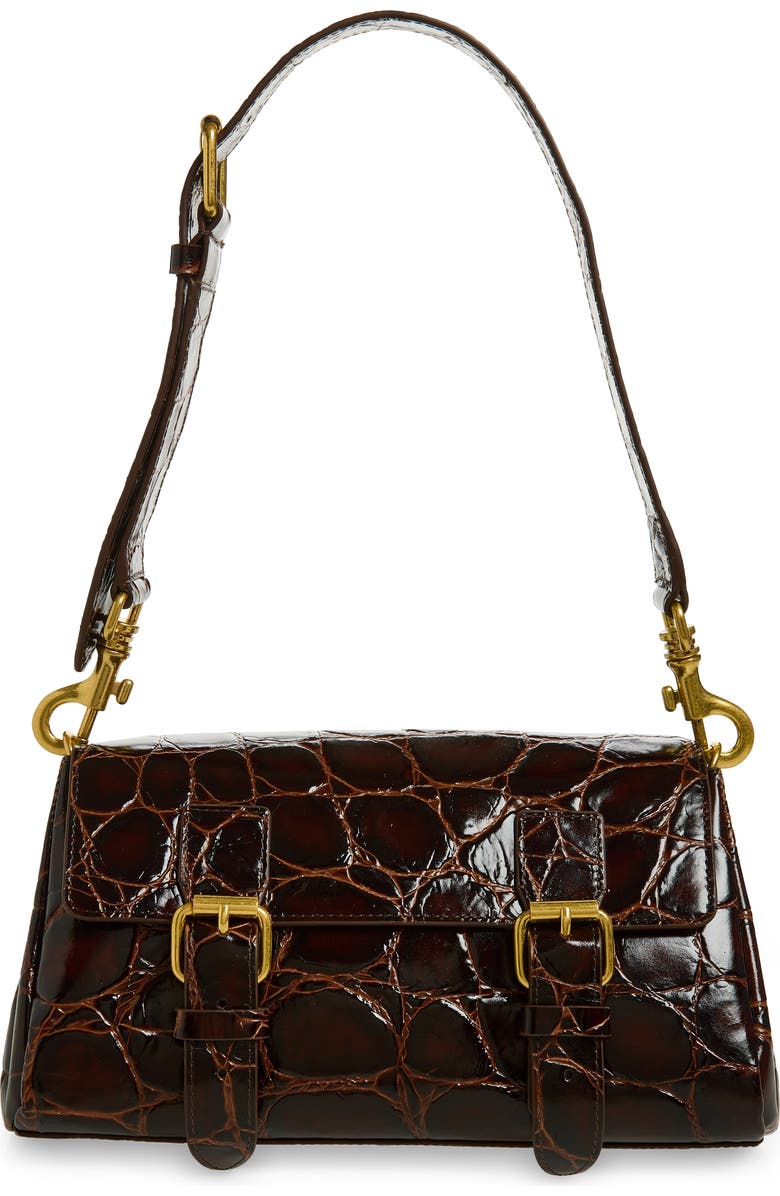Dries Van Noten Croc Embossed Satchel, Main, color, 703 Brown