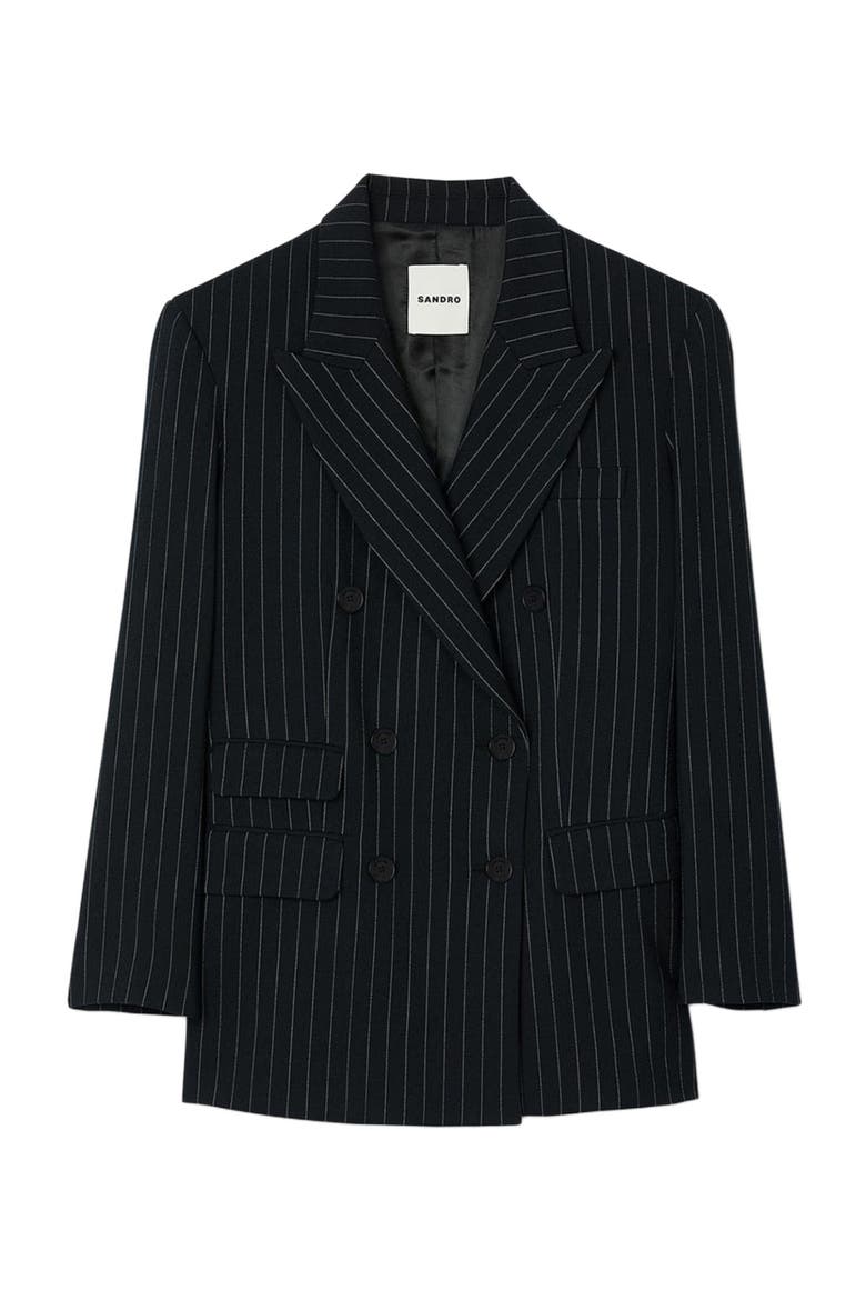 Striped suit jacket, Alternate, color, Black