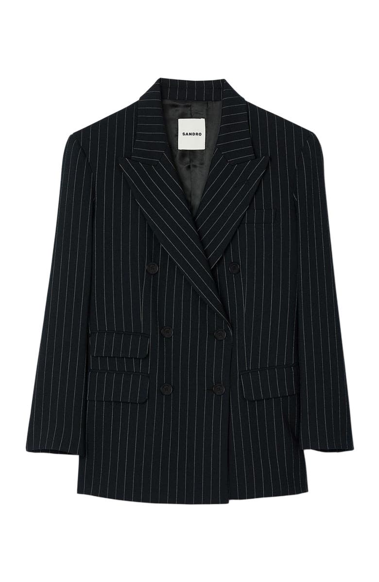 SANDRO Striped suit jacket, Alternate, color, Black