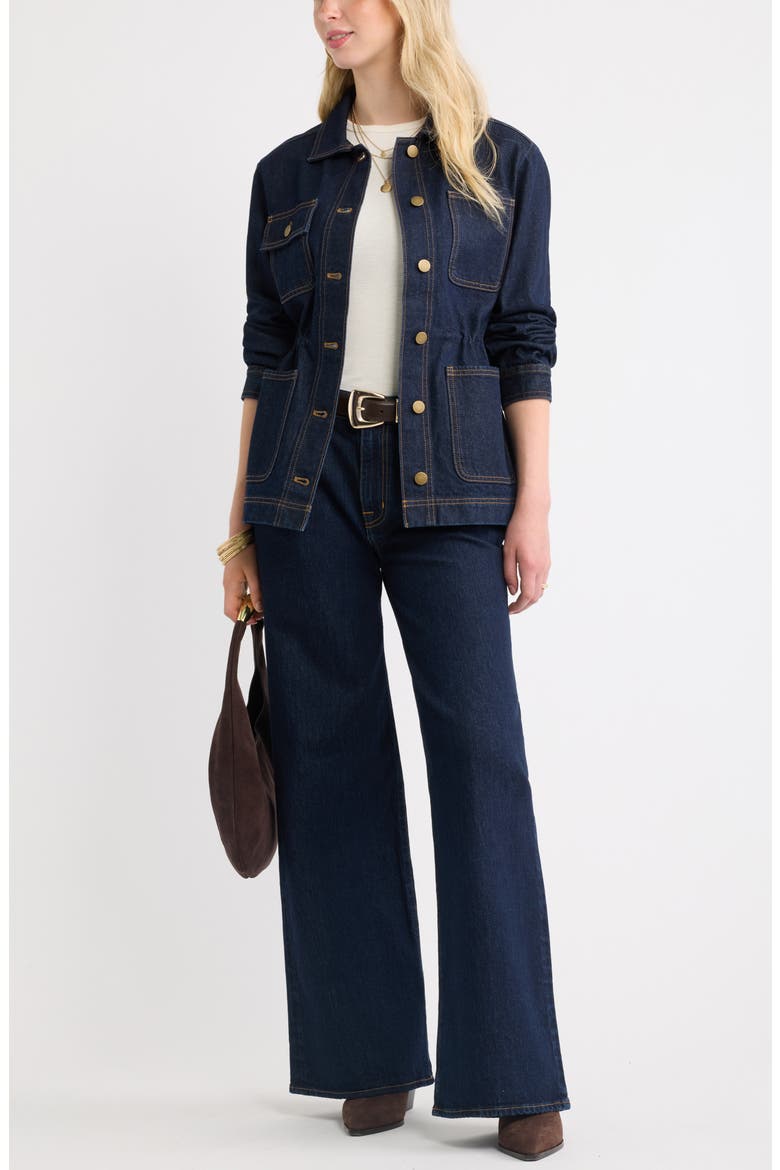 Cinched Waist Denim Jacket, Alternate, color, INDIGO RINSE