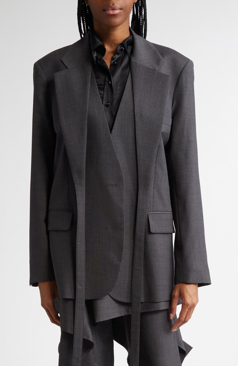 MONSE Crisscross Stretch Wool Blazer, Alternate, color, 