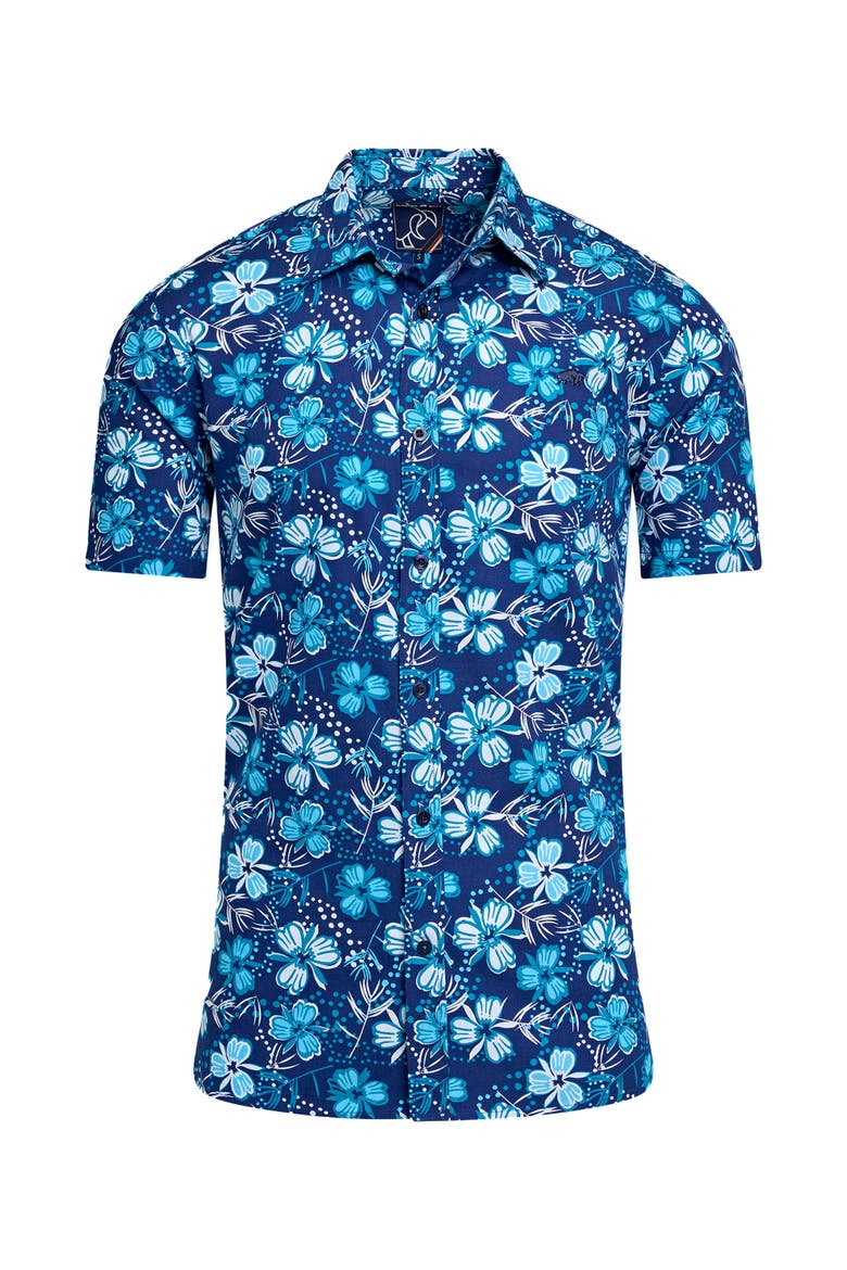 Short Sleeve Blossom Shirt, Alternate, color, Navy