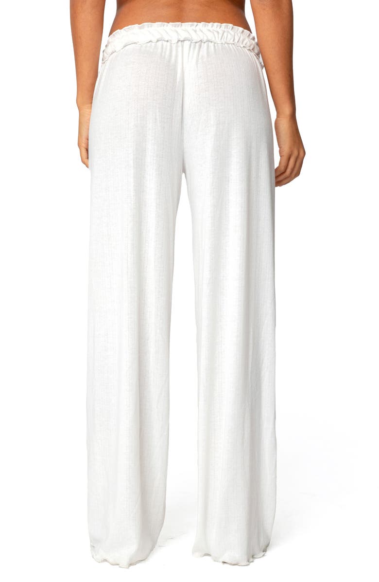 EDIKTED Sylvia Pointelle Pants, Alternate, color, White