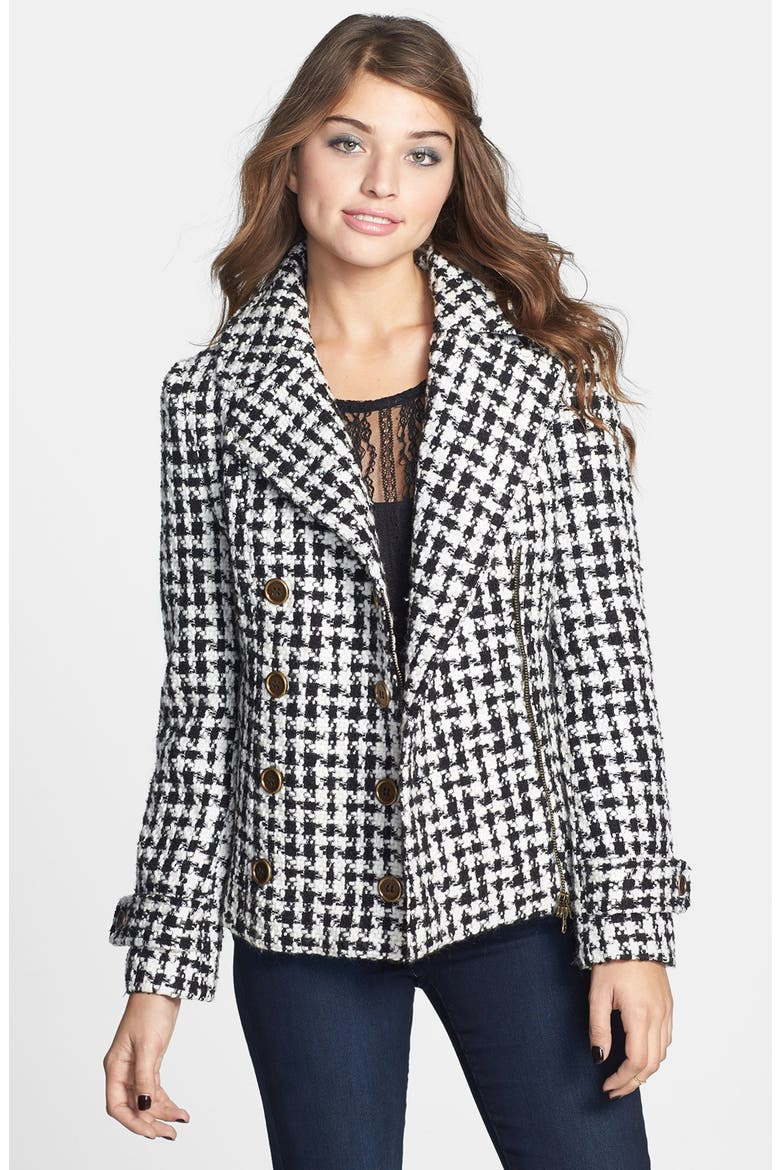 Houndstooth Coat, Main, color, BLACK/ WHITE