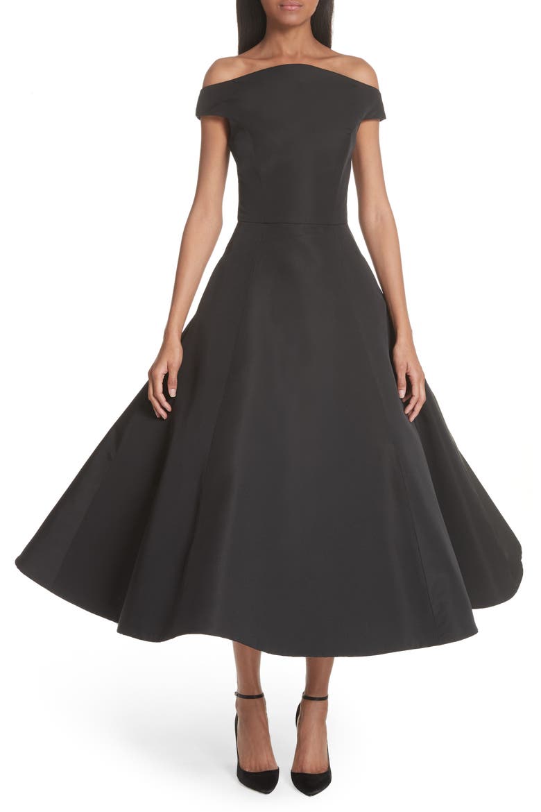 Strapless Flare Skirt Silk Cocktail Dress (Nordstrom Exclusive), Main, color, BLACK