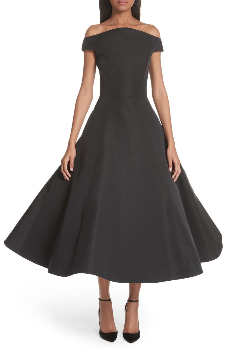 Christian Siriano Strapless Flare Skirt Silk Cocktail Dress, Main, color, 