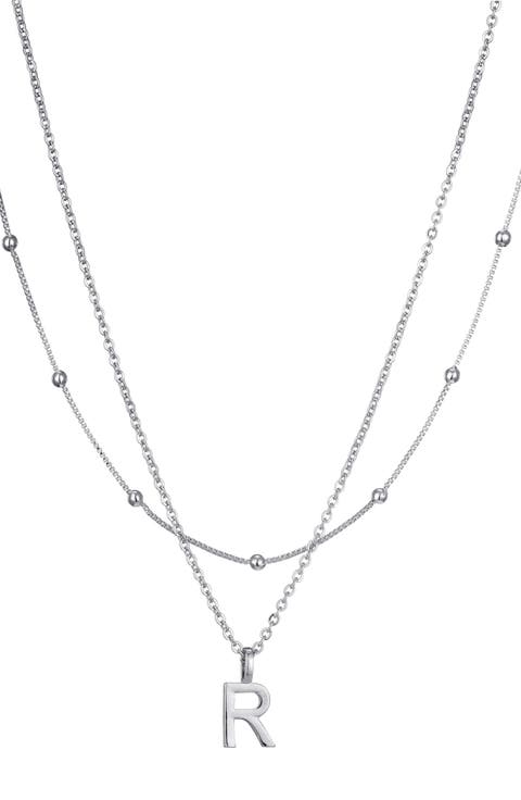 Initial Pendant Layered Chain Necklace
