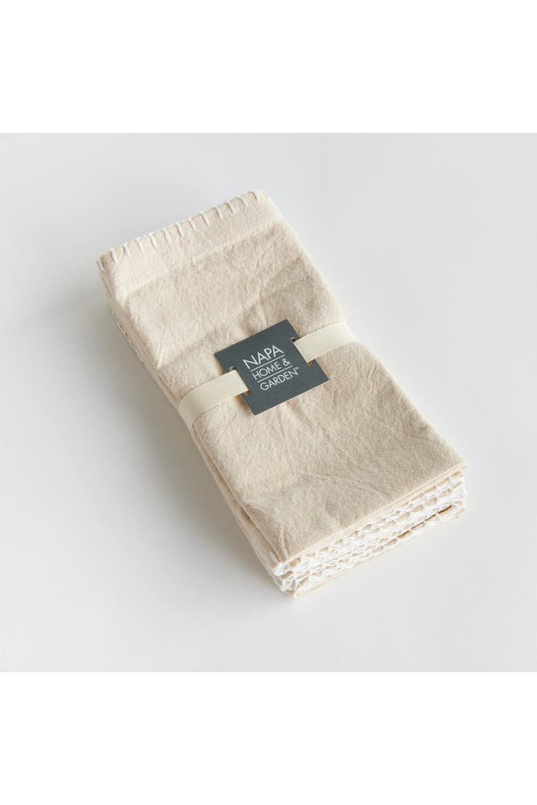 Addie Taupe 100% Cotton Cloth Dinner Napkins Set of 4, Alternate, color, Beige