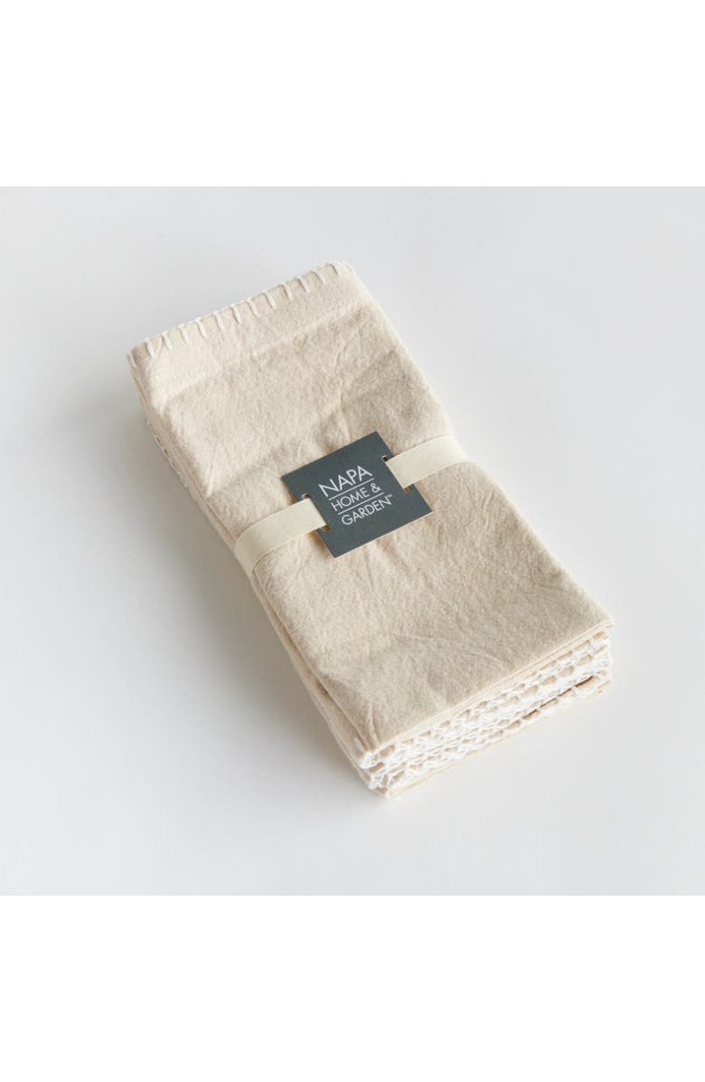 Napa Home & Garden Addie Taupe 100% Cotton Cloth Dinner Napkins Set of 4, Alternate, color, Beige