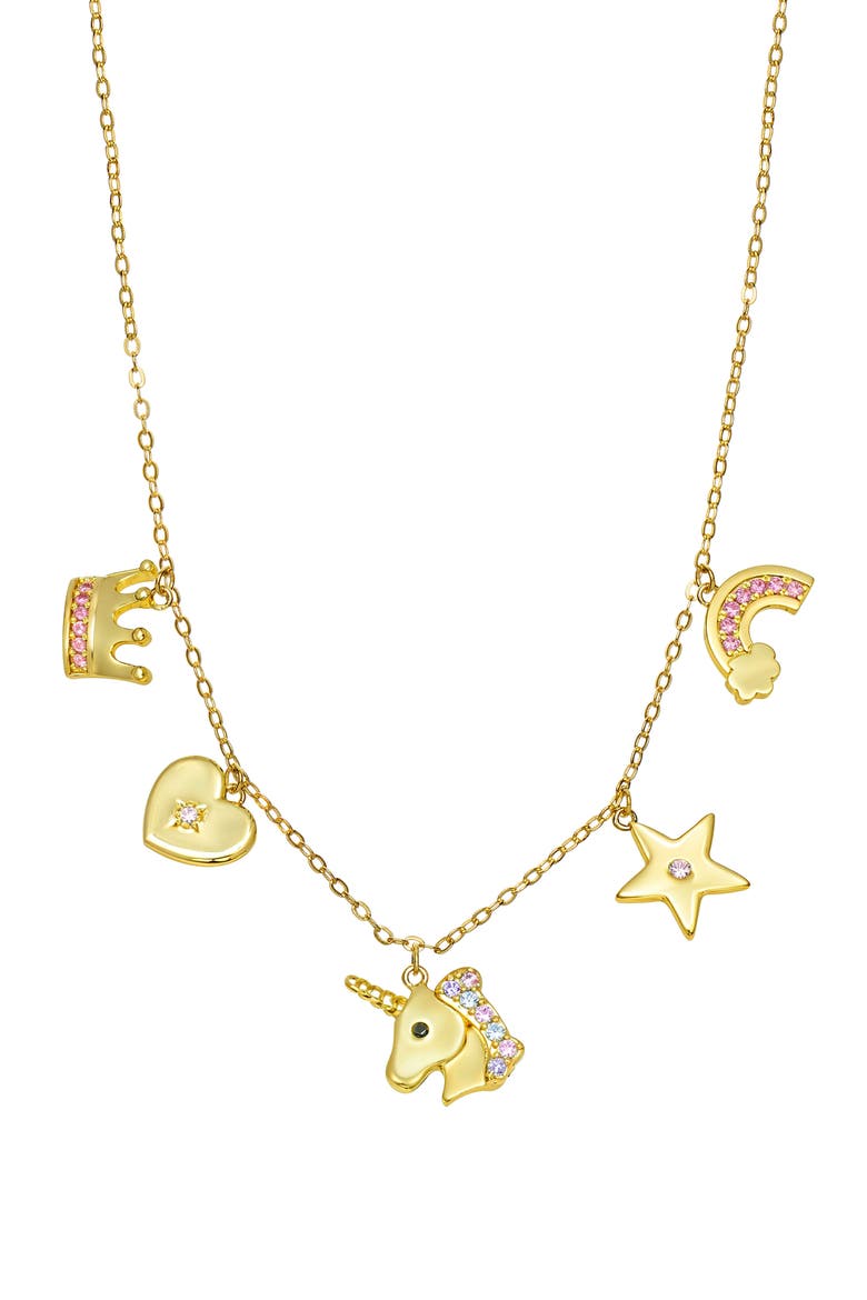 Kids' Magical Enamel & Cubic Zirconia Charm Necklace, Main, color, GOLD