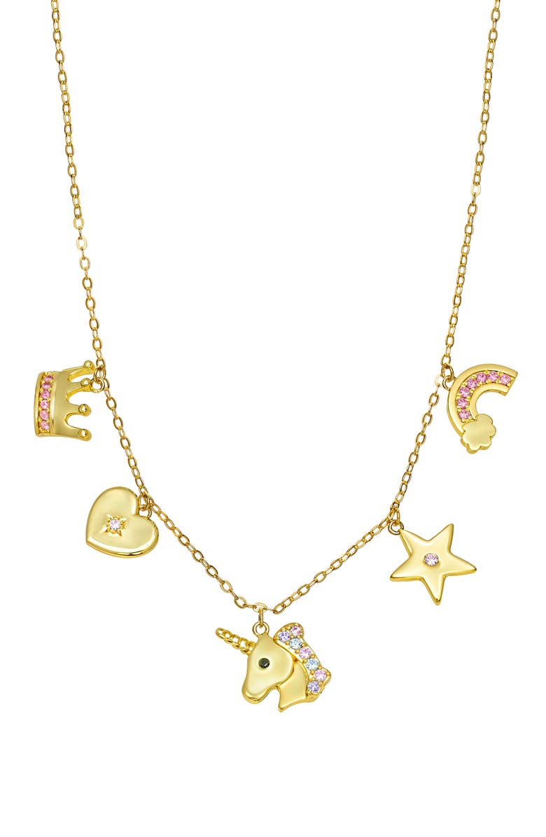 Lily Nily Kids' Magical Enamel & Cubic Zirconia Charm Necklace, Main, color, Gold