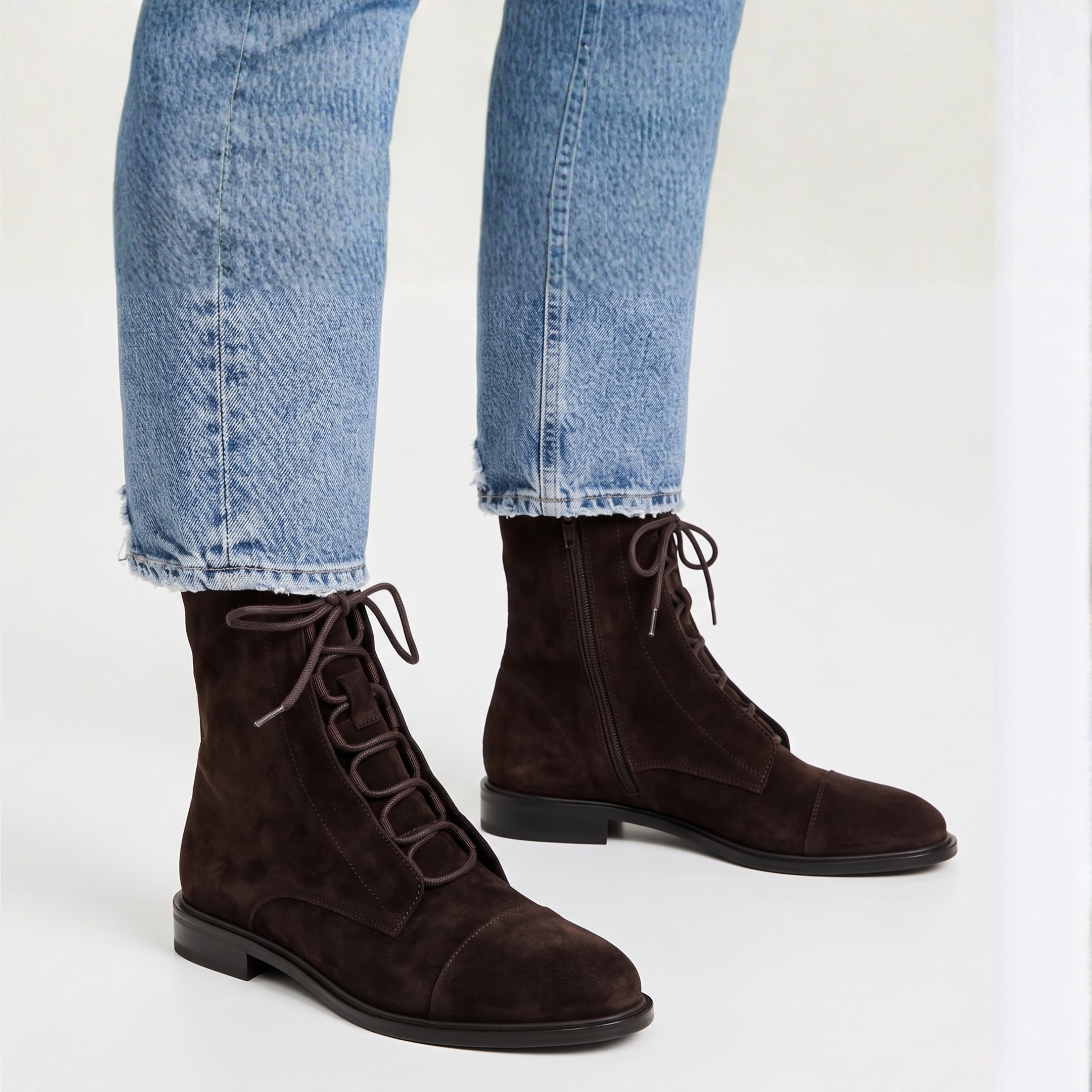 Claude Lace-Up Suede Ankle Boots, Alternate, color, Brown Suede
