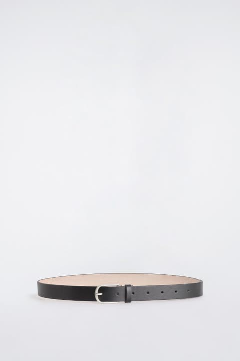 Rounded-Buckle Leather Belt
